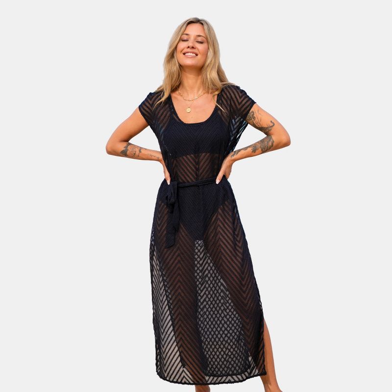 Women's Black Side Slit Maxi Cover-Up Dress - Cupshe, 1 of 7