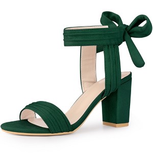 Perphy Women's Slingback Back Ankle Tie Open Toe Chunky Heel Sandals - 1 of 3