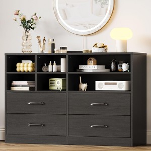 Modern 47.3" Chest of Drawers, Dresser Organizers with 4 Drawer and 6 Adjustable Storage Cubbies for Living Room, Bedroom, Hallway - 1 of 4