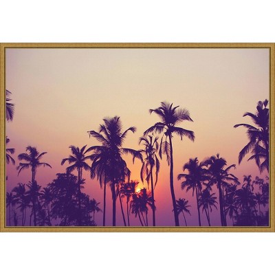 23" x 16" Palm Sky 1 by Design Fabrikken Framed Canvas Wall Art - Amanti Art