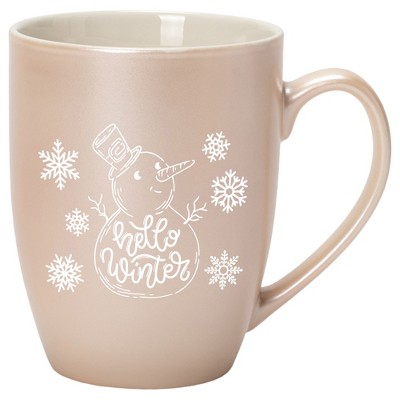 Elanze Designs Hello Winter Precious Pearl 10 ounce New Bone China Coffee Cup Mug