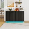 Vynxaria LED Carved Line 3-Door Storage Cabinet - Sideboard Buffet with Adjustable Shelf, Large Accent Cabinet for Living Room, Dining Room, Bedroom. - 2 of 4