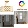 Claxy Modern Drum Brass Gold with Linen Shade LED Dimmable Semi Flush Mount Ceiling Light Fixture - 3 of 4