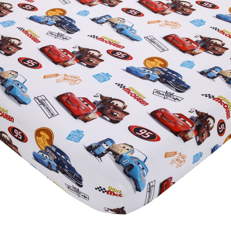 Disney Cars Radiator Springs White, Blue, and Red Lightning McQueen and Tow-Mater 4 Piece Toddler Bed Set, 3 of 7