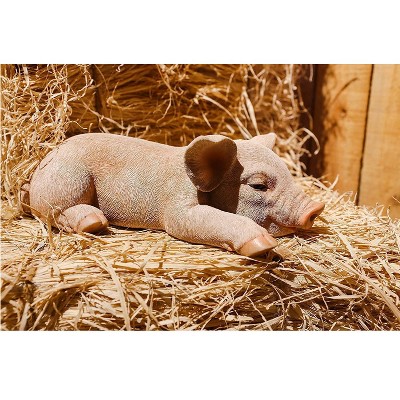 11.5" Polyresin Peaceful Pig Sleeping Outdoor Statue Pink - Hi-Line Gift