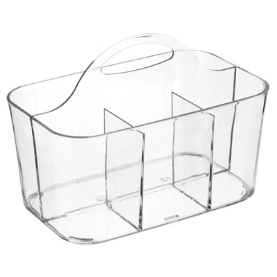 mDesign Plastic Shower Caddy Storage Organizer Basket with Handle, Clear