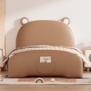 Cartoon Kids Bed with Storage,Sturdy MDF Frame, Easy Assembly,  Headboard and Footboard,for Playroom or Bedroom-Maison Boucle - 1 of 4