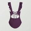 Women's Ruffled Lace Up One Piece Swimsuits - Cupshe - 3 of 4