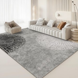 Modern Abstract Area Rug, Washable Low Pile Rug Non Slip Non Shedding Rug, Soft Floor Carpet Foldable Thin Rug for Bedroom Living Room - 1 of 4
