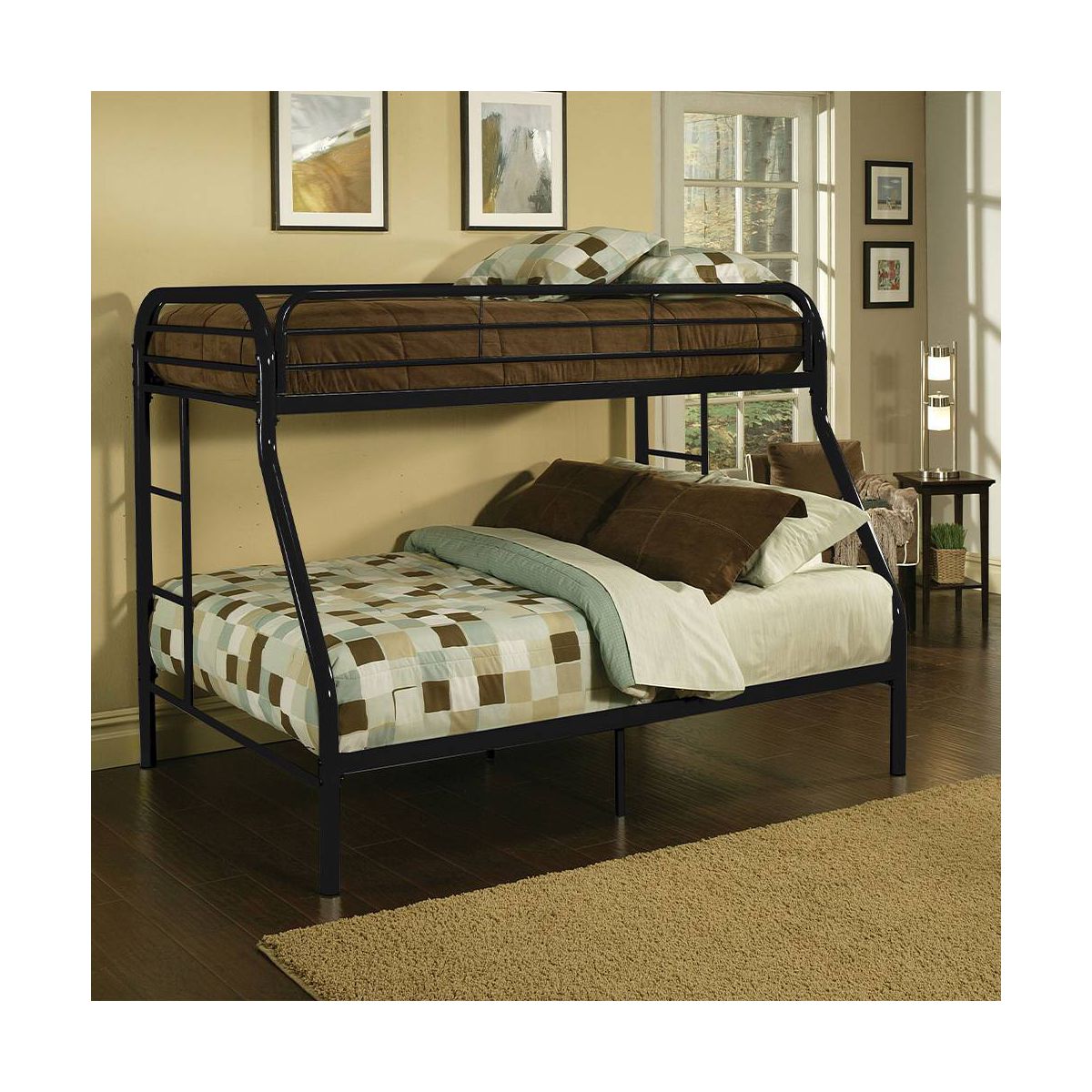 Acme Furniture 78"Twin/Full Bunk Bed Tritan Loft and Bunk Bed Black: Metal Frame, No Box Spring Needed - thumbnail 5