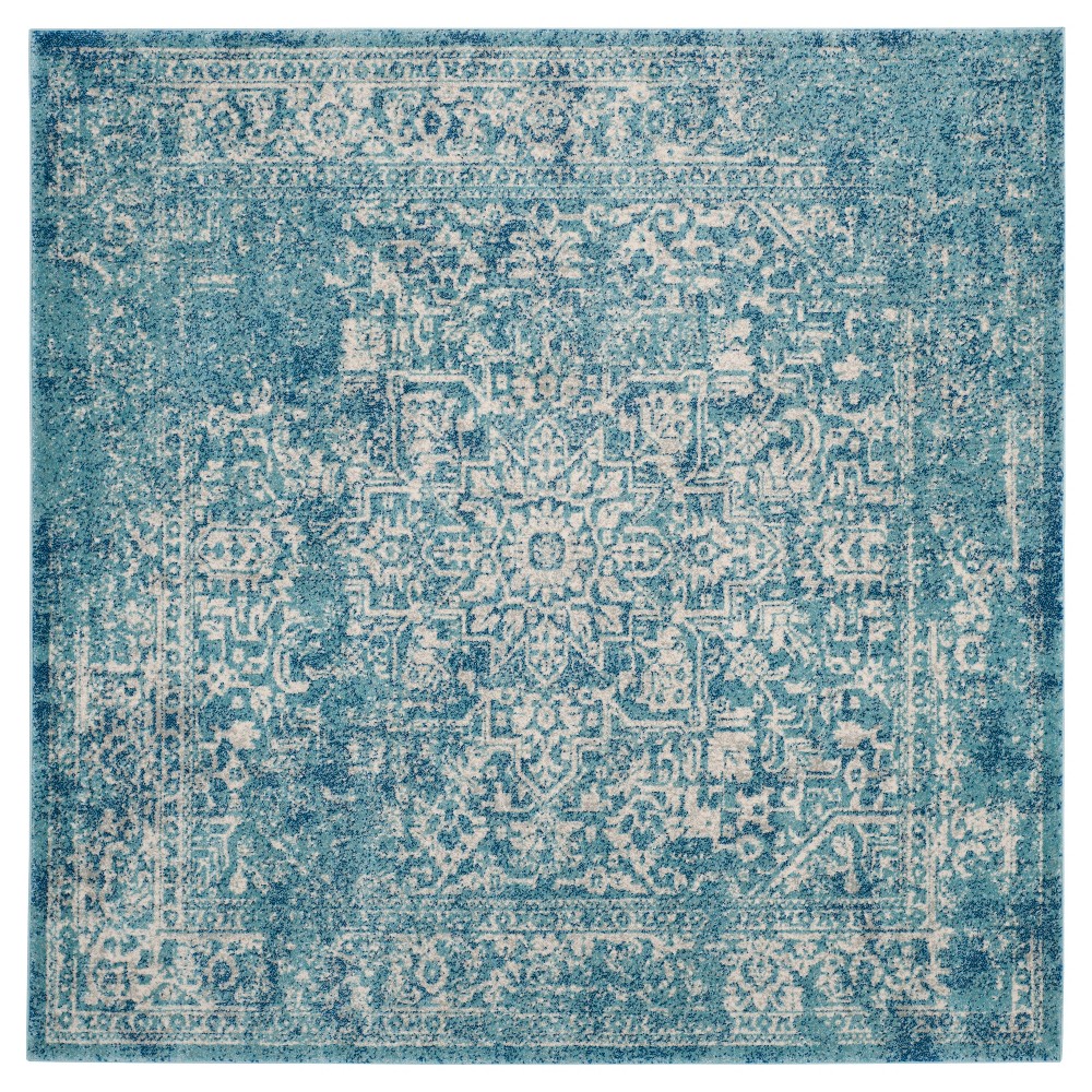 Evoke Rug - Blue/Ivory - 6'7inx6'7in Square - Safavieh