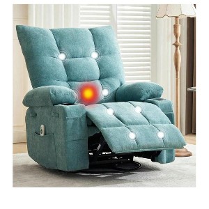 RONSHIN Swivel Rocker Recliner Chair with Heat and Massage, 360 Degree Swivel Rocking Sofa with Cup Holders, Oversized Single Seat for Living Room - 1 of 4