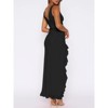 Coolmee Women Summer Maxi Dress Sexy V Neck Sleeveless Ruffle Hem Bodycon Backless High Slit Cocktail Party Club Dress - 2 of 4