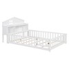 CAVINAS Full Size Kids Montessori Bed with Bookcases and Blackboards,Floor Bed with Headboards and Fences,Toddler Bed for Bedroom,White/Gray/Brown - 4 of 4