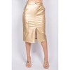 Slickblue Women's Midi Skirt, Faux Leather High-Rise Cargo, Front Slit Detail, Utility Style, New Cream/Gold/Silver, S-L - 2 of 4