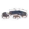 Christopher Knight Home Daniel Outdoor  5 Piece Acacia Wood Sectional Set with Water-Resistant Cushions - 3 of 4