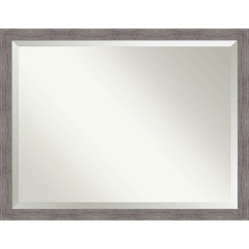 44 X 34 Pinstripe Plank Framed Bathroom Vanity Wall Mirror Gray Amanti Art Target