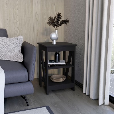 NicBex Nightstand with 3 Storage Shelves,Bedside Table with Open Storage Space,Modern Side Table for Bedroom