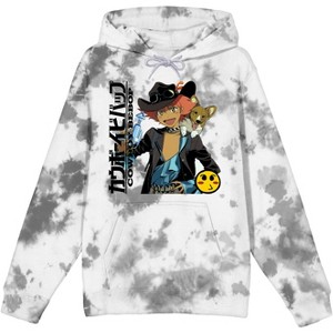 Cowboy Bebop Ed And Ein Logo Men's Black And White Cloud Wash Sweatshirt - 1 of 2
