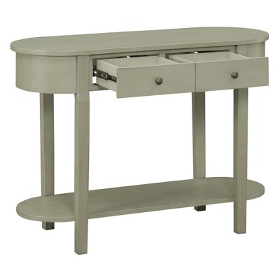 Infurnic Decorative Storage Cabinets Console Table with Curved Design Smooth Glaze for Entryways, Living Rooms and hallways, Gray, 15.5"*30"*33"
