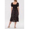August Sky Women's Polka Dot Puff Sleeve Pleated Front Midi Dress - 2 of 4