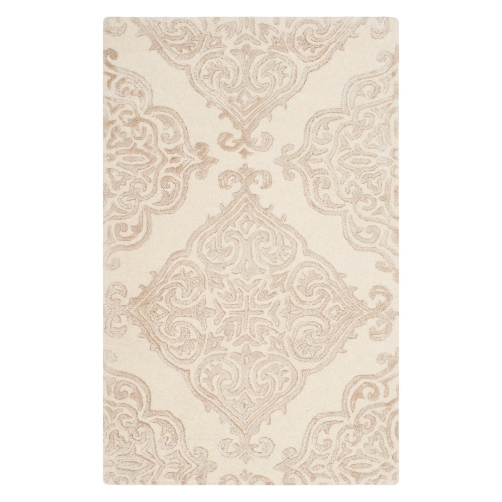  Medallion Tufted Accent Rug Ivory/Beige