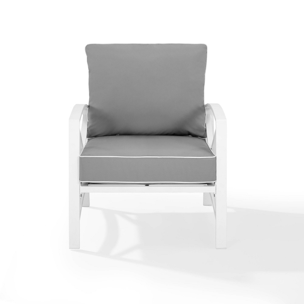 Photos - Garden Furniture Crosley Kaplan Steel Outdoor Patio Arm Chair White: Ergonomic Club Design, 