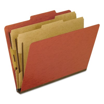 Pendaflex Six-Section Pressboard Folders Letter 2/5 Tab Red 10/Box 1257R
