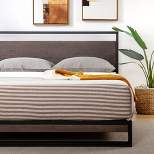 Suzanne Metal and Bamboo Platform Bed Frame with Headboard Gray Wash - Zinus