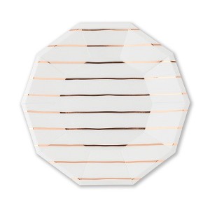 Daydream Society - Rose Gold Frenchie Striped Large Plates - Pack of 8 Paper Plates - 1 of 2