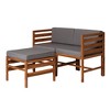 Nertpow Contemporary 3-Piece Modular Acacia Wood Patio Set with Left & Right Arm Chairs and Ottoman ¨C Brown - 4 of 4