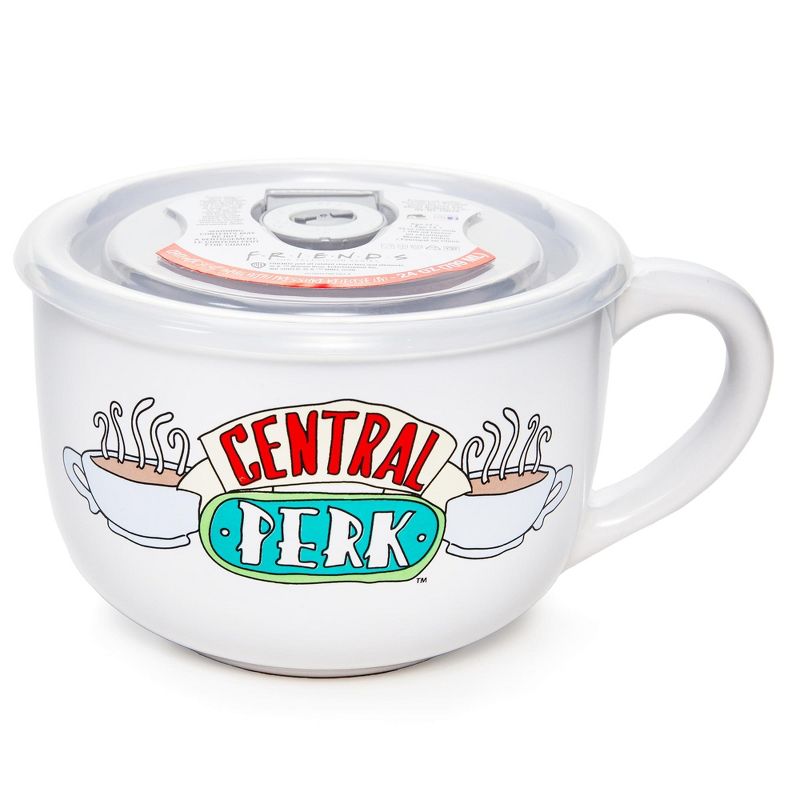 Silver Buffalo Friends Smelly Cat Central Perk Ceramic Soup Mug With Vented Lid | 24 Ounces, 1 of 7