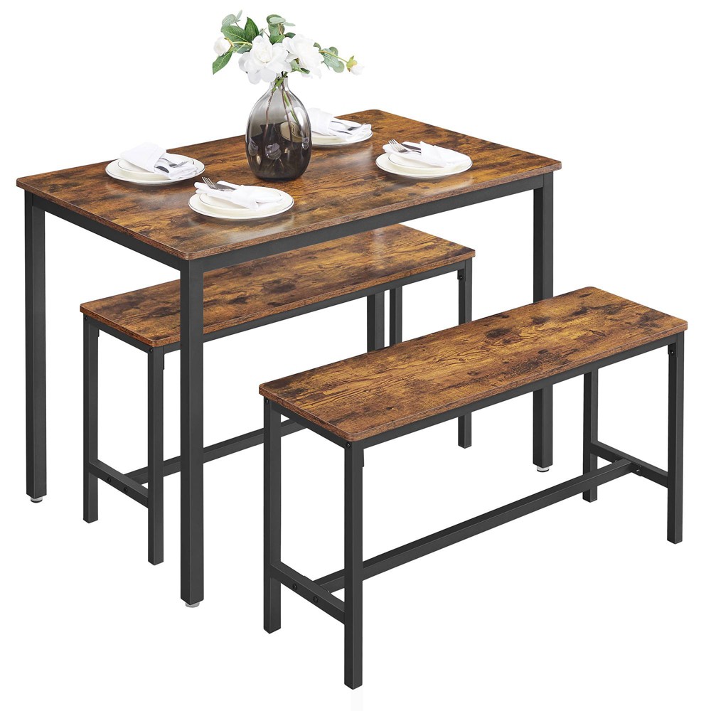 Photos - Chair Dining Table and  Set Brown/Black - Vasagle