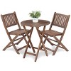 MOEPISY Wooden Folding Patio Furniture for Garden Backyard Balcony Porch w/ 1 Coffee Table and 2 Foldable Chairs - 2 of 4