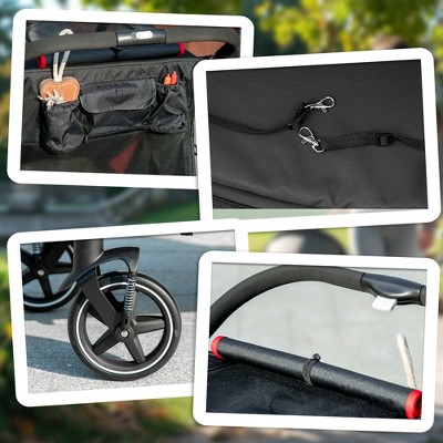 PawHut Black Foldable Large Dog Stroller with Storage