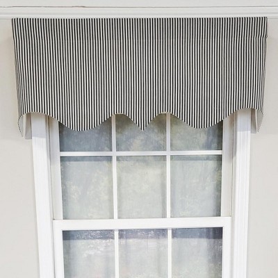Black and White Striped Cotton Window Valance 50" x 17"