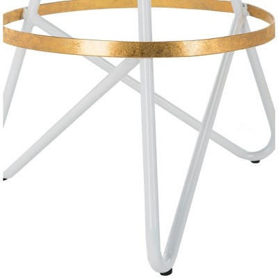 White and Gold Iron Backless Counter Stool with Hairpin Legs