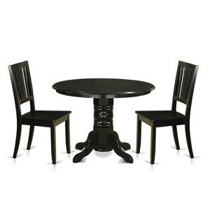HomeStock 3-Pc Black Finish Solid Wood Top - Dining Room Set - Seats 4 - 1 of 4