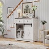 MOEPISY 39 inch Sliding Barn Door Buffet Sideboard Storage Cabinet, Ancient White - 3 of 4
