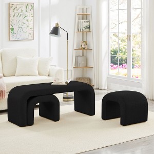 NicBex Set of 3 U-Shaped Pouf Ottoman Benches, Modular Seating for Entryway, Bedroom End of Bed, Teddy Fabric Footrest Stool - 1 of 4