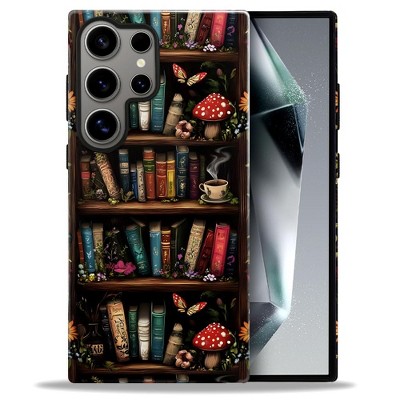 BONGEEK Case Compatible with Samsung Galaxy S23 Ultra,Scratch Resistant Hybrid 2-Layer Hard Shell Bright Phone Case,Book Butterfly Mushroom Flower