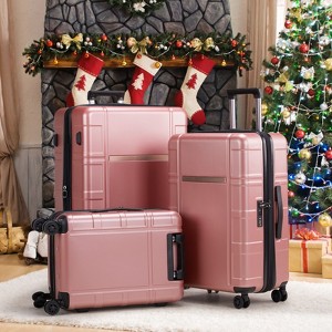 Karl Home 3 Piece Set Luggage Expandable Suitcase PC ABS with TSA Lock Spinner Gold - 1 of 4