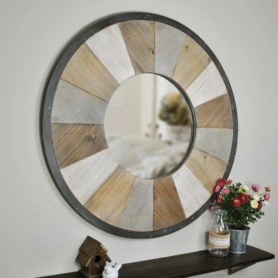 Photo 1 of 31.5 x 1 x 31.5 Adler Rustic Farmhouse Wood Mirror Natural Wood - FirsTime  Co.