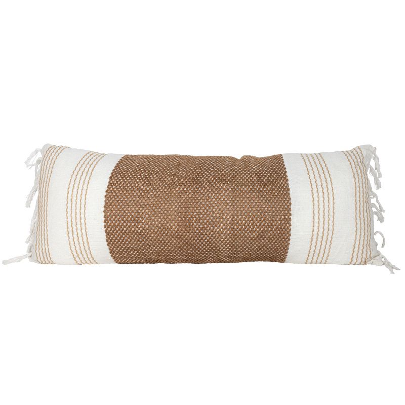 14X36 Inch Hand Woven Pillow Brown Cotton With Polyester Fill - Foreside Home & Garden, 1 of 6
