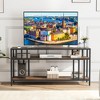 TV stand compatible with TVs up to 75 inches. Three-tier open shelving media cabinet. Industrial-style entertainment center for the living room. - 2 of 4