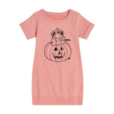 - Garfield - Boo Pumpkin Graphic Short Sleeve Fleece Dress