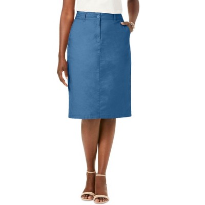 Jessica London Women's Plus Size Stretch Cotton Chino Skirt