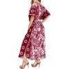 HAPPY BAY Women's Summer Pocket Nightgown Batik Caftan for Womens Sleepwear Long House Loungewear Dashiki Dress Plus Size 1X-2X Red, Sun - 3 of 4
