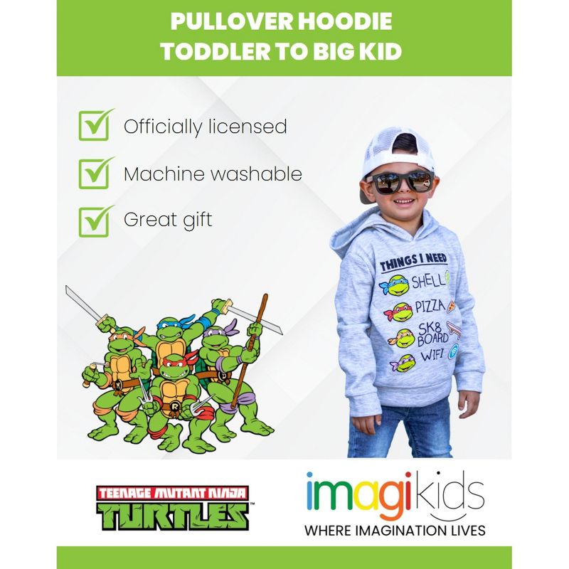 Teenage Mutant Ninja Turtles Donatello Leonardo Michelangelo Raphael Fleece Pullover Hoodie Toddler to Big Kid, 3 of 8