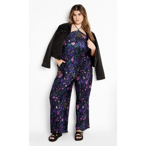 CITY CHIC | Women's Plus Size  Kira Print Jumpsuit - black - 22W - 1 of 4